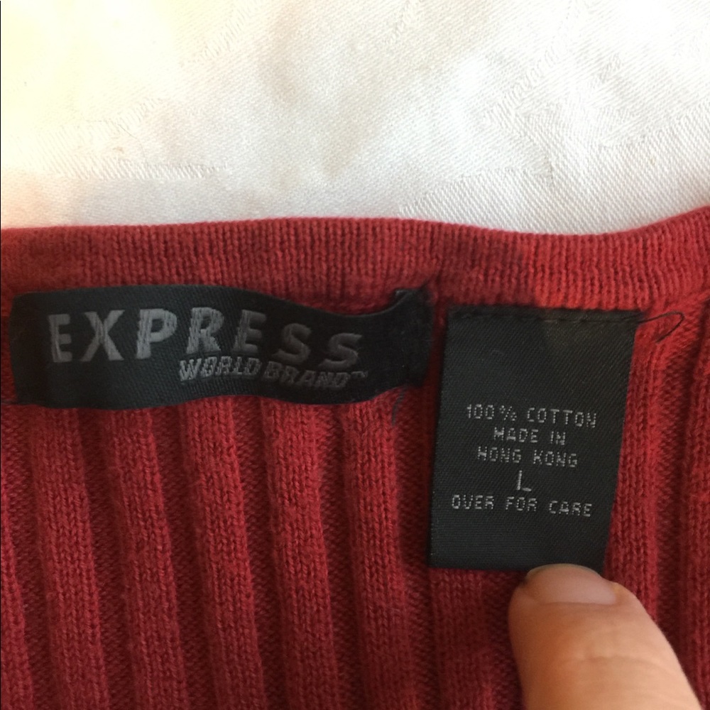 Vintage Express Red Ribbed Cardigan Size Large - Picture 2 of 7
